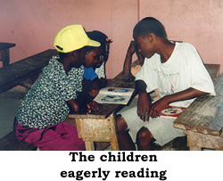 The childern eagerly reading